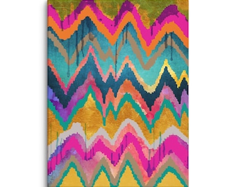 Cassie's Rainbow, Original Giclee Print Colorful Abstract Mountain Sunset Gold Wall Art Decor Children Kids Women Artwork