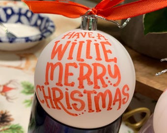 Custom Hand Painted Ornament, Personalized Holiday Christmas Tree Bauble, Pets, Family, Kids, Baby, Bride, Wedding, Anniversary, Graduate