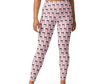 Leggings, Pop Art, Classic Vintage Fashion Doll, Pink, Yoga Activewear, Stretchy Soft Workout Relaxing Party Pants Apparel
