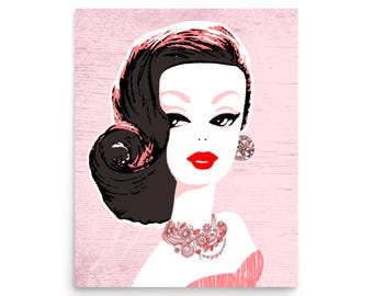 Classic, Vintage, Fashion Doll in Jewels, Original Giclee Print Wall Art Decor Children Kids Women Artwork