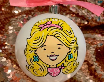 Original Hand Painted Ornament Famous Faces Celebrity Musician, Country Music, Pop Culture, PorTREEt, The CELEBarty Collection