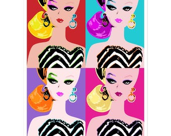 Pop Art Fashion Doll Vinyl Stickers, Decal