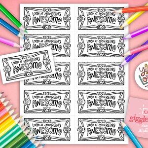 Etiquetas para presentes para colorir para impressão, download instantâneo, para impressão, veja você sendo incrível!