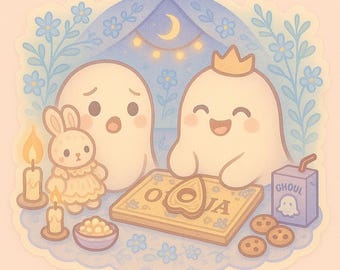 Sticker fantôme Ouija Sleepover | Mignons fantômes pastel | Séance Vibes Kawaii | Florale nuit effrayante | pour cahiers | Ordinateurs portables