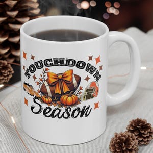 Touchdown Football Season Ceramic Mug, Perfect for Football Fans, Coffee Lovers, Game Day, Sports Gifts, Football Mom, Fall Gift, Sports Mug