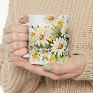 Daisy Flower Coffee Mug: Cottagecore Floral Tea Cup, Nature Drinkware