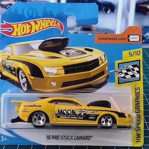 Hot Wheels 10 PRO Stock Camaro MOONEYES Good Year Yellow HW Speed Graphics Diecast 1/64 Scale Model | Collectible Toy Race Car chevy