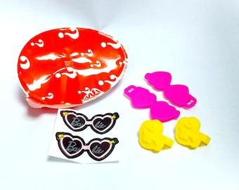 Rare vintage Kinder Joy BARBIE Sunglasses earings EN377 Figurines toys surprise ferrero joy