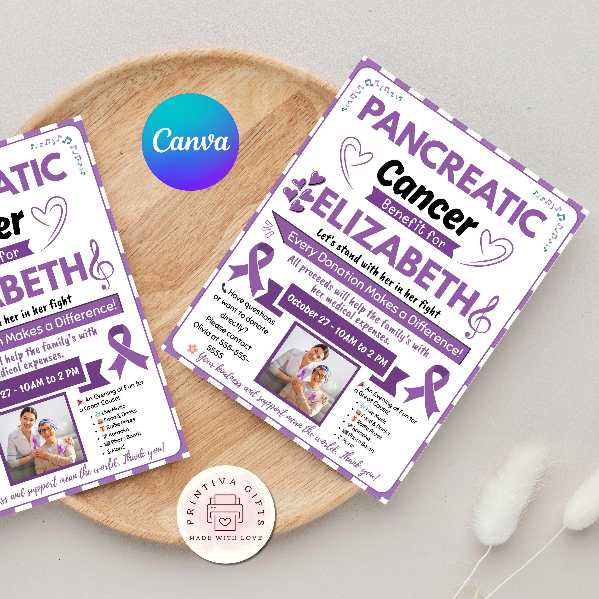 Cancer Raffle Posters Pancreatic Cancer Fundraiser Flyer | Editable Canva Template | Charity ...