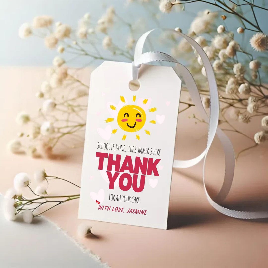 Editable Teacher Thank You Gift Tags: End of School Printable (digital ...