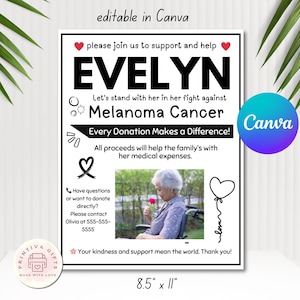 Melanoma Cancer Fundraiser Flyer: Editable Canva Template (Digital Download)