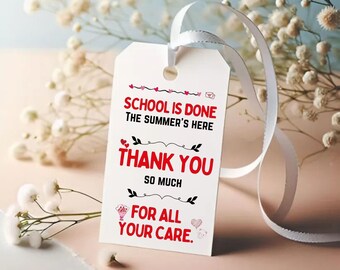 Teacher Thank You Gift Tags: Editable Canva Template (Digital Download 2x3.5 in