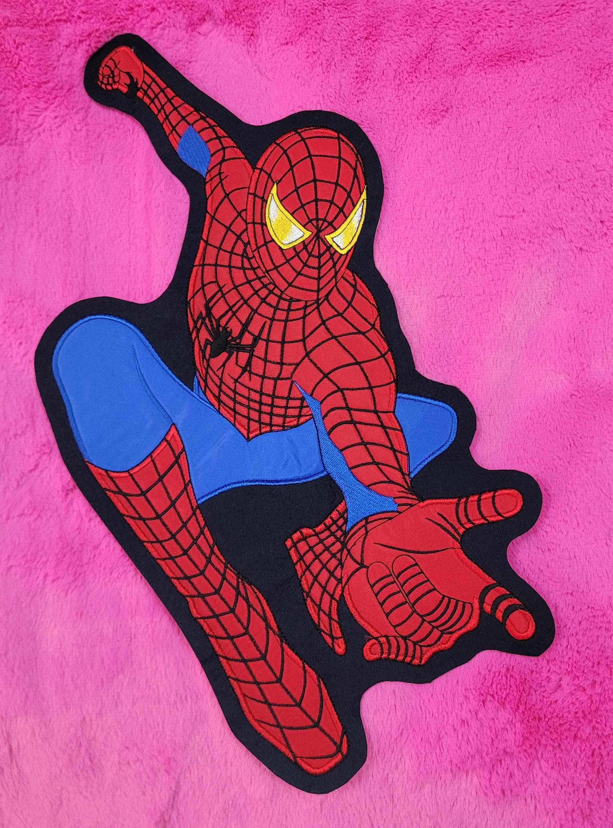 Spiderman Superhero gezicht ijzer op naaien op geborduurde patch
