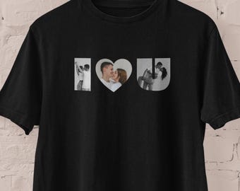 Personalized Photo T-Shirt – Custom 'I Love You' Design, Anniversary Gift