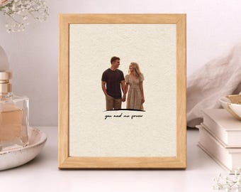 Custom Photo Print, Minimalist Couple Family Frame, Anniversary Wedding Gift