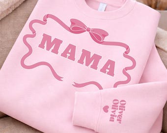 Personalized Mom Sweatshirt | Baby Name Sleeve Crewneck | Custom Mom Sweater