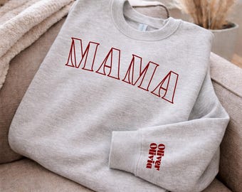 Personalized Parent Sweatshirt | Baby Name Sleeve Crewneck | Custom Mom Dad Sweater | Unisex