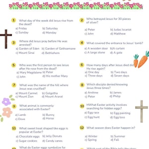 Easter Bible Trivia Game Printable | Christian Easter Quiz for Kids ...