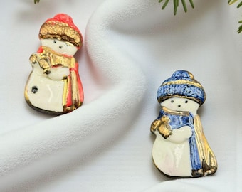 Spilla Pupazzo Di Neve Con Cappello E Sciarpa Doway | Smaltata A Mano 3,8 Cm | Ipoallergenica, Regalo Natale
