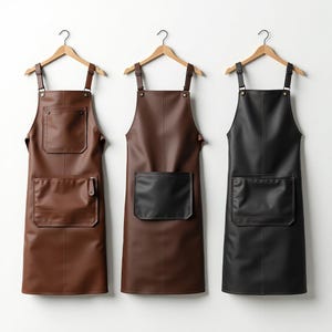 Personalized Full Grain Leather Apron – BBQ, Chef, Barber, Blacksmith Gift – Custom Logo, Split Leg, Pockets – Men’s Holiday Gift