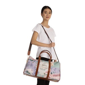 Floral Waterproof Travel Bag with Stylish Leather Straps, Perfect for Trips, Gyms, and Weekend Getaways, Every Adventure in Style