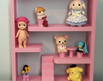 Smiski Display Shelf – Rectangular Figurine Play House, Desk or Wall Decor