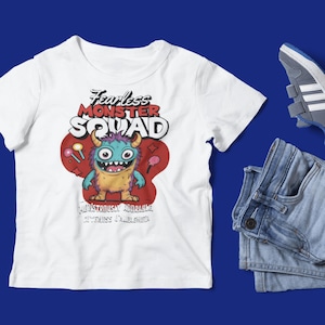 Fearless Monster Squad Toddler Tee: Soft Cotton, Playful Design