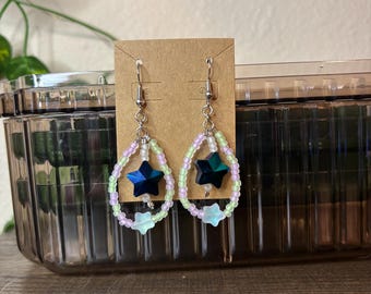 Handmade GLOW-in-the-Dark Beaded Star Earrings (options available)