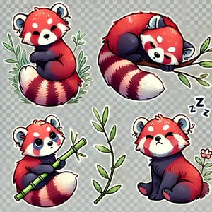 Imágenes prediseñadas de panda rojo, lindo panda rojo png, panda rojo kawaii, pegatina de panda rojo, imágenes prediseñadas de animales de dibujos animados, imagen transparente de panda rojo, pegatinas