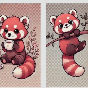 clipart de panda roux, png de panda roux mignon, panda roux kawaii, sticker panda roux, clipart animal dessin animé, image transparente de panda roux, autocollants