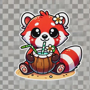 clipart de panda roux, png de panda roux mignon, panda roux kawaii, sticker panda roux, clipart animal dessin animé, image transparente de panda roux, autocollants