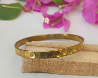 Handcrafted Brass Bangle, Hammered Boho Bracelet