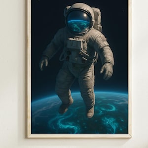 Space Art Posters, Astronaut Wall Decor, Galaxy Prints, Framed Space Illustration, Astronomy Poster Set