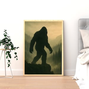 Bigfoot Art, Sasquatch Wall Art, Mythical Creature Print, Cryptid Home Decor, Wilderness Theme, Nature Lover Gift