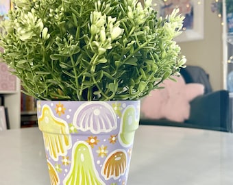 Hand-Painted Decorative Ghost Pot - Indoor Planter | Unique Home Decor | Spooky Gift Idea
