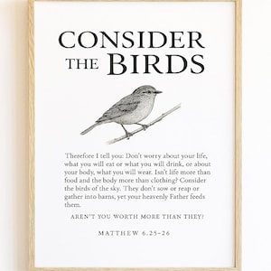 Consider the Birds Wall Art – Matthew 6:25-26 – Christian Printable – Bible Verse Art – Digital Download – 8x10, 11x14, 16x20 JPG + PDF