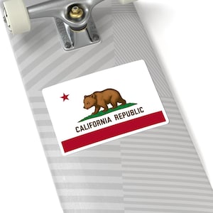 California Bear Cub Sticker - Cute Kiss-Cut California Flag Decal | Laptop, Water Bottle, or Car Decor | State Pride Travel Sticker