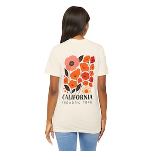 California Poppy Shirt - Dual-Sided Tee with California Poppies | Modern State Flower Design | California Strong Nature Graphic Tee