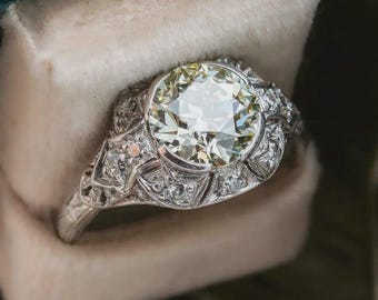 Art Deco 2.5Ct Diamond Engagement Ring Vintage Filigree Ring Antique Style 925 Silver