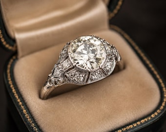 Art Deco 2.5Ct Diamond Engagement Ring Vintage Filigree Ring Antique Style 925 Silver