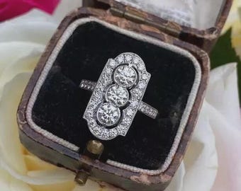 Antique Art Deco Past Present Future Ring - Etsy