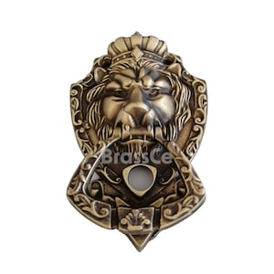 Lion Door Knocker Handmade Cast Brass