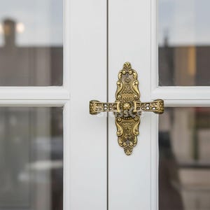 Rustic Antique Brass Window Handle, Handmade