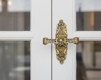 Rustic Antique Brass Window Handle, Handmade