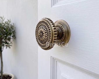 Bouton de porte, laiton antique, élégant, fait main, pour porte d'entrée