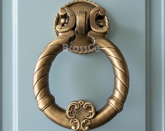 Large Antique Brass Door Knocker, Handcrafted