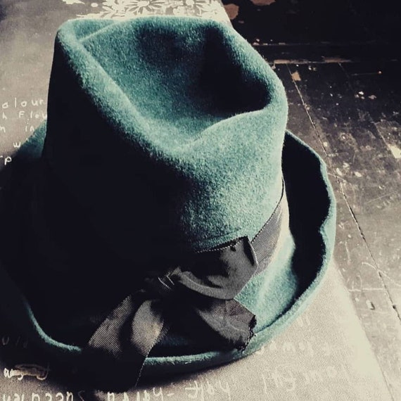 Teal Squashed Peachbloom Hat With 