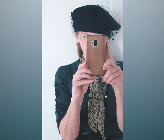 Black Beret With Spotted Veiling | Etsy