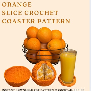 CROCHET PATTERN - Orange Slice Coaster Set Crochet Pattern Decor Easy Summer Crochet Coaster Aperol Spritz Instant Digital Download Gift