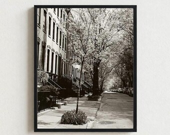 West Village NYC Print, Black and White Spring Street Photography